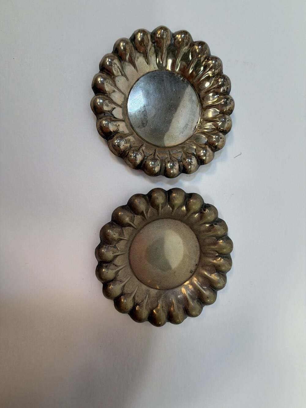 Vintage French Silver Plated Scalloped Dish Pair 3 Inch